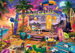 Schmidt 1000-piece puzzle: Jeff Haney. Mobile home on the beach