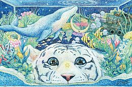 Pintoo 600-piece puzzle: Cotton Lion. The water world of the white tiger