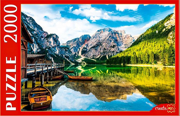 Puzzle Red Cat 2000 details: Italy. Lake Bryes and boats ПИ2000-3697