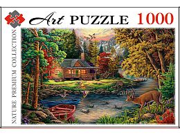 Artpuzzle 1000 pieces puzzle: A cozy house by the river