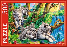 Puzzle Red Cat 500 pieces: A family of white tigers