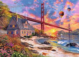 Wooden Trefl Puzzle 1000 pieces: Sunset over the Golden Gate