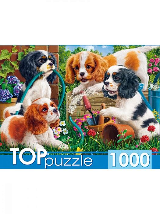 TOP Puzzle 1000 Pieces: Naughty Spaniel Puppies ХТП1000-2159