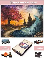 Wooden puzzle with 500 pieces. The impossible is possible. Forest symphony of colors