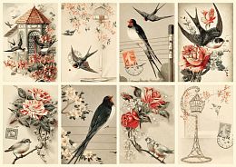 Nova 1000 Puzzle pieces: Collage of birds and flowers