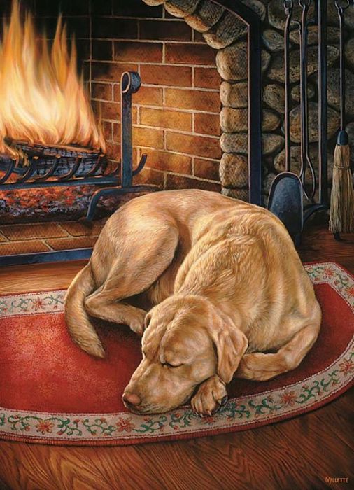 Cobble Hill puzzle 1000 pieces: the Dog at the fireplace 80197