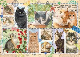 Puzzle Jumbo 1000 pieces: Stamps with cats