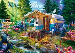 Schmidt 1000-piece puzzle: Jeff Haney. Mobile home in the mountains