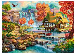 Puzzle Konigspuzzle 500 details: a House near the Waterfall