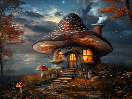 Wooden puzzle with 500 pieces. Fabulous houses. A fabulous house on a magical night