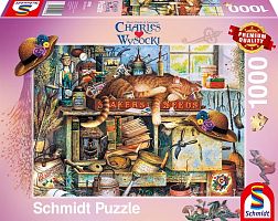 Schmidt 1000 piece puzzle: C.V. The Cat in the garden shed