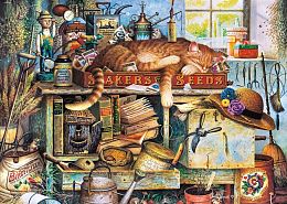 Schmidt 1000 piece puzzle: C.V. The Cat in the garden shed