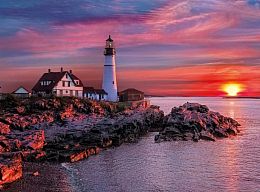 Puzzle Clementoni 500 items: Sunset lighthouse Portland