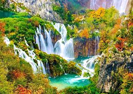 Enjoy 1000 pieces puzzle: Plitvice Waterfalls in autumn