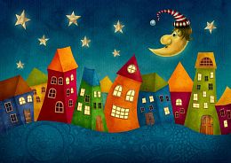 Enjoy 1000 pieces puzzle: Colored houses. Fantasy
