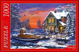 Jigsaw Red cat 1000 items: Winter House