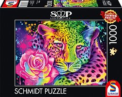 Schmidt 1000 piece puzzle: Pike Tire. Neon Rainbow Leopard