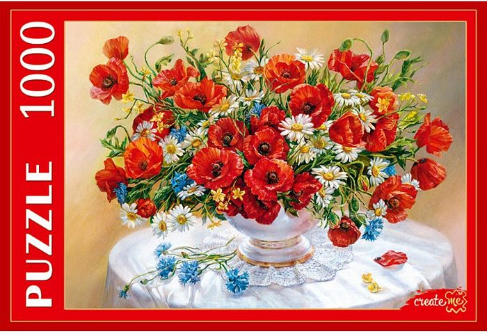 Puzzle Red Cat 1000 details: O.Dandorf. Poppies РУКП1000-2024