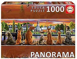 The Educa puzzle panorama 1000 pieces: Dogs on the waterfront