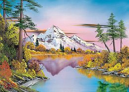 Schmidt 1000 Piece Puzzle: Bob Ross. Reflections on a mountain lake