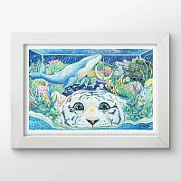 Pintoo 600-piece puzzle: Cotton Lion. The water world of the white tiger