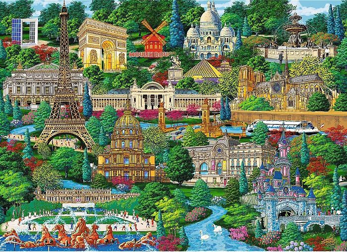 Wooden Trefl puzzle 1000 details: Famous places of France TR20150