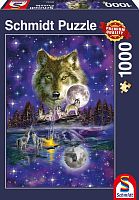 Schmidt puzzle 1000 pieces: Wolf in a full moon