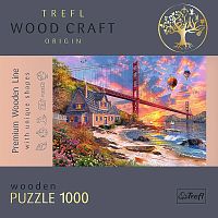 Wooden Trefl Puzzle 1000 pieces: Sunset over the Golden Gate