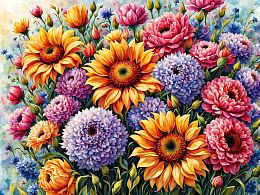 Wooden puzzle with 500 pieces of Flowers and still lifes. Bright colors