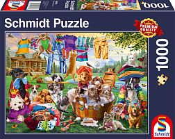 Schmidt 1000 Pieces Puzzle: A Garden with crazy pets