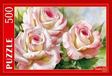 Puzzle Red Cat 500 parts: I. Levashov. White and pink roses