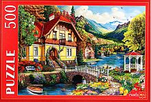 Puzzle Red Cat 500 details: Cozy house by the lake