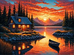 Wooden puzzle 500 pieces of the Magic of nature. Karelia at night