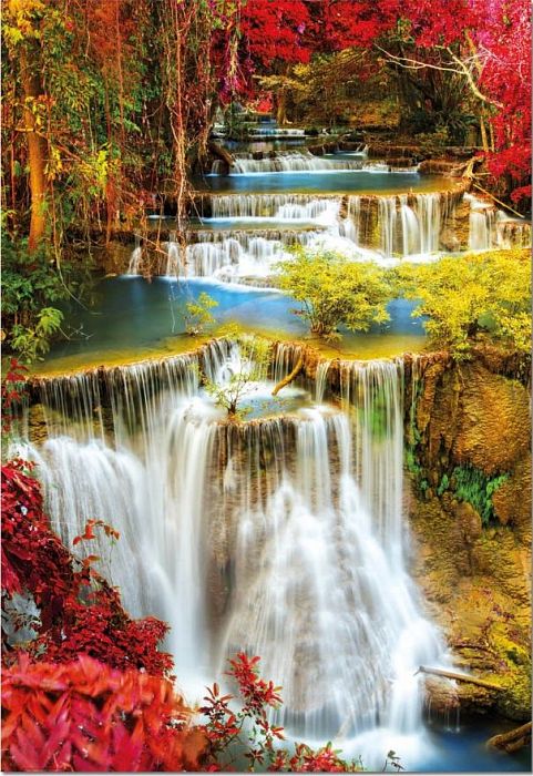 Puzzle Educa 1000 pieces: Waterfall in deep forest 18461