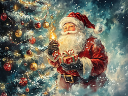 Пазл Алма деревянный 500 деталей. Новый год. Дед Мороз и ёлка