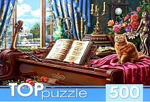 TOP Puzzle 500 pieces: Piano and Cat