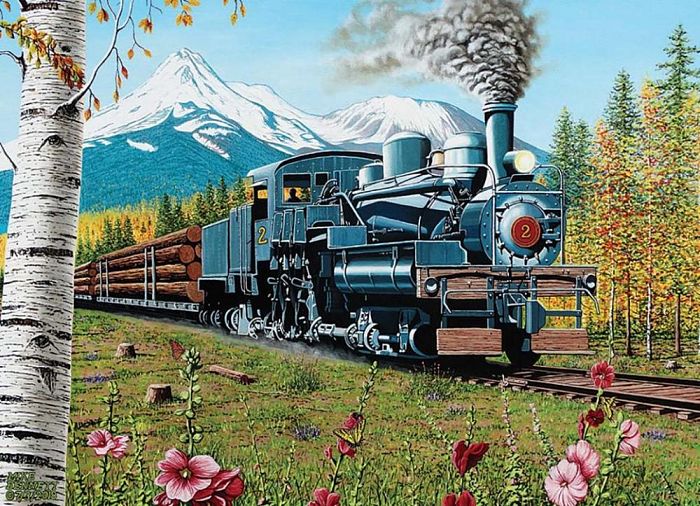 Cobble Hill puzzle 1000 pieces: the Locomotive with the forest 80169