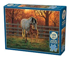 Cobble Hill 500 Pieces Puzzle: Horse with Foal at Sunset