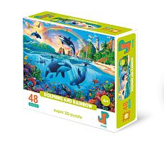 3D Jazzle Puzzle 48 pieces: Dolphins and a rainbow