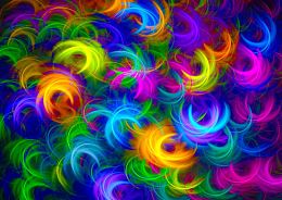 Enjoy 1000 Pieces Puzzle: Abstract Neon Feathers