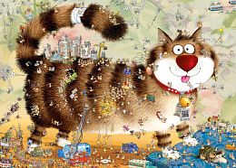 Heye 1000 Piece puzzle: Degano. Take a good look! The cat...