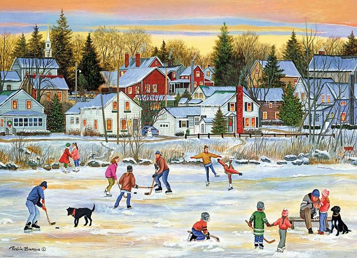 Eurographics 1000 Pieces Puzzle: Evening Skating by Bourque 6000-5439