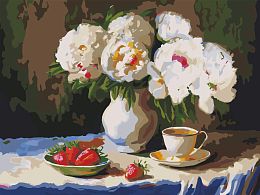 Painting by numbers Jazzle: Still life with white peonies
