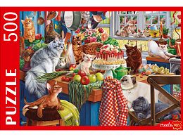 Puzzle Red Cat 500 pieces: Funny cats in the kitchen