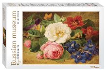 Puzzle Step 1000 items: a Bouquet of flowers with a snail. Joseph Launer