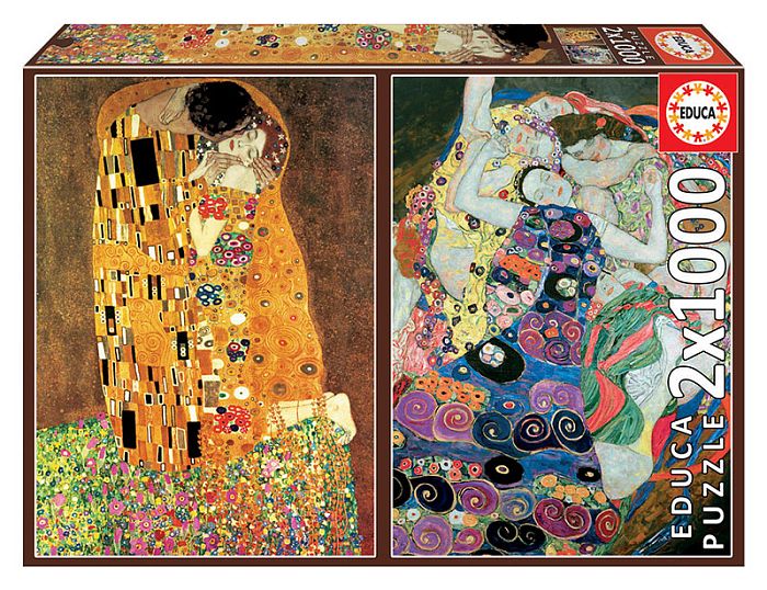 Educa jigsaw puzzle 2x1000 details: Kiss + the virgin, Gustav Klimt 18488