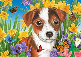 Enjoy 1000 pieces puzzle: A puppy in the garden