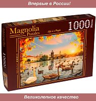 Magnolia 1000 pieces puzzle: Swans near the Charles Bridge