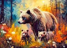 Cherry Pazzi Puzzle 1000 pieces: A Bear with cubs (MARKDOWN)