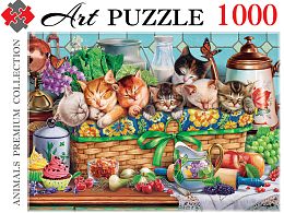 Artpuzzle 1000 pieces Puzzle: Kittens in a basket